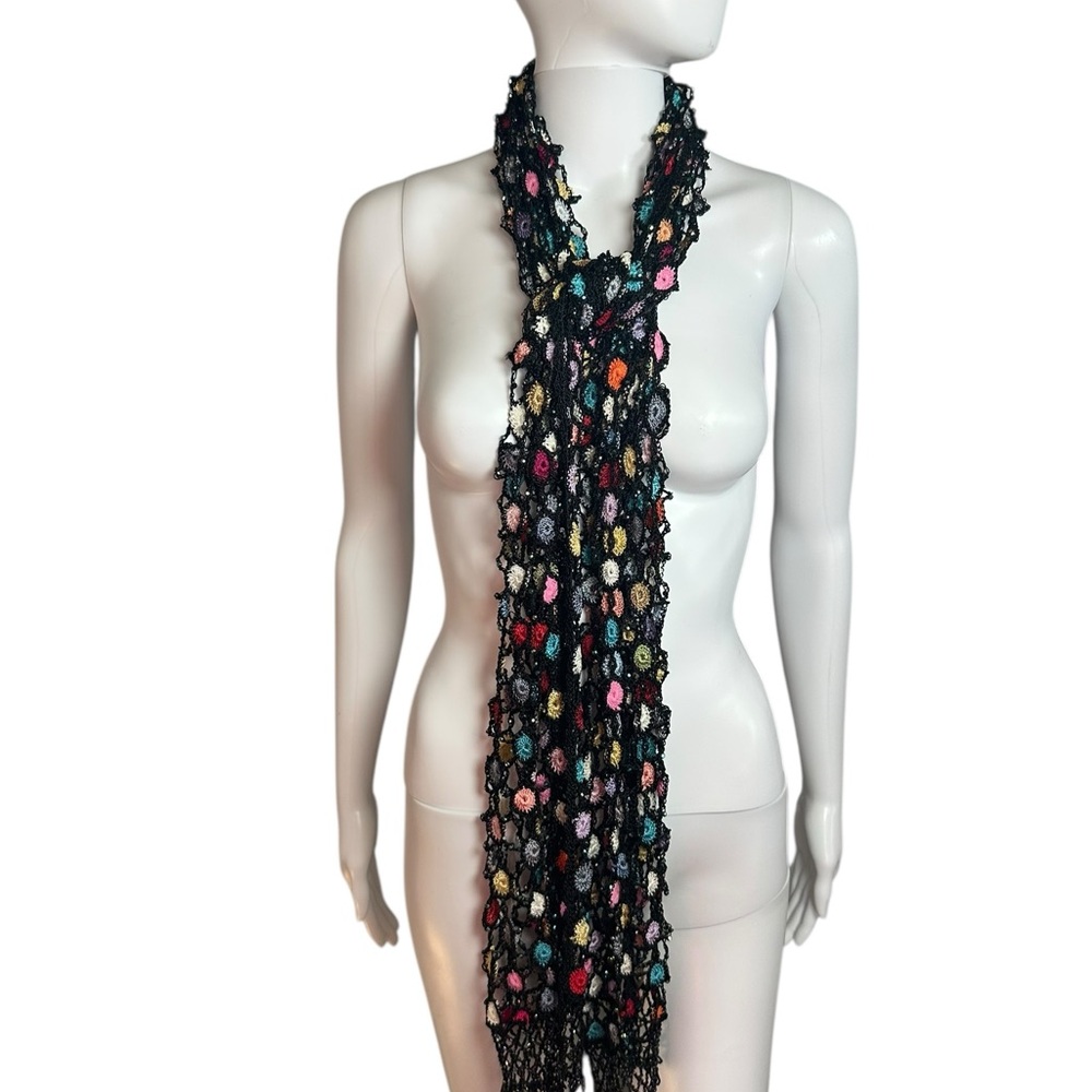 Colorful Crochet Women's Wrap Scarf Multicolor Open Knit